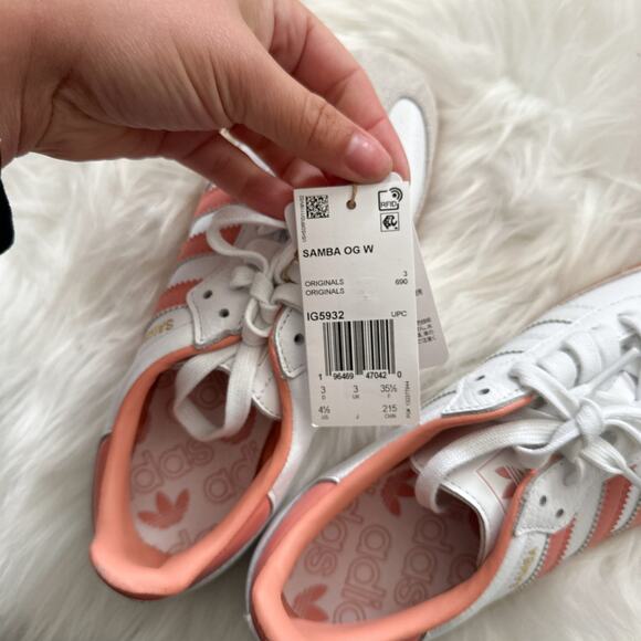 NWT White & Pink Adidas OG Samba Sneakers - Picture 7 of 8
